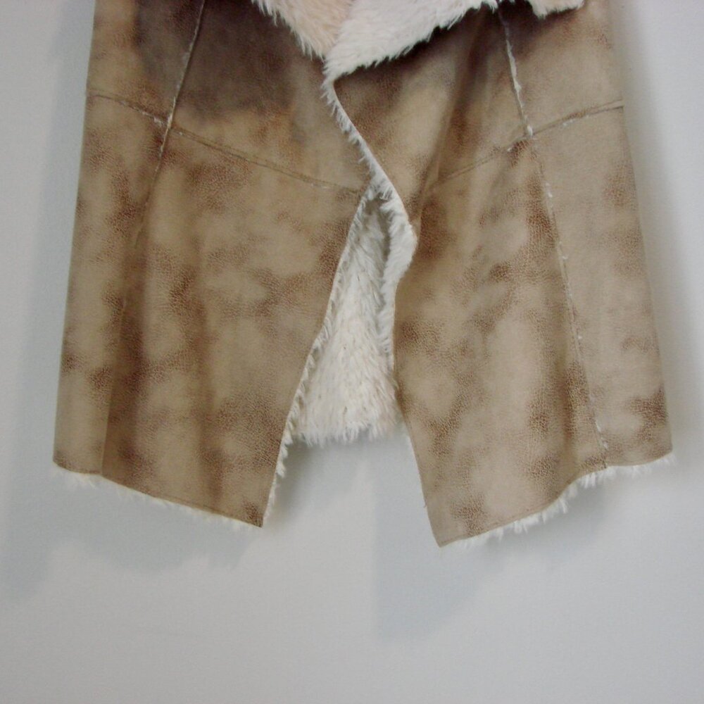 Faux Fur Vest Sherpa Tan Cream Open Front Design Lab Lord & Taylor Size XS - Picture 6 of 12